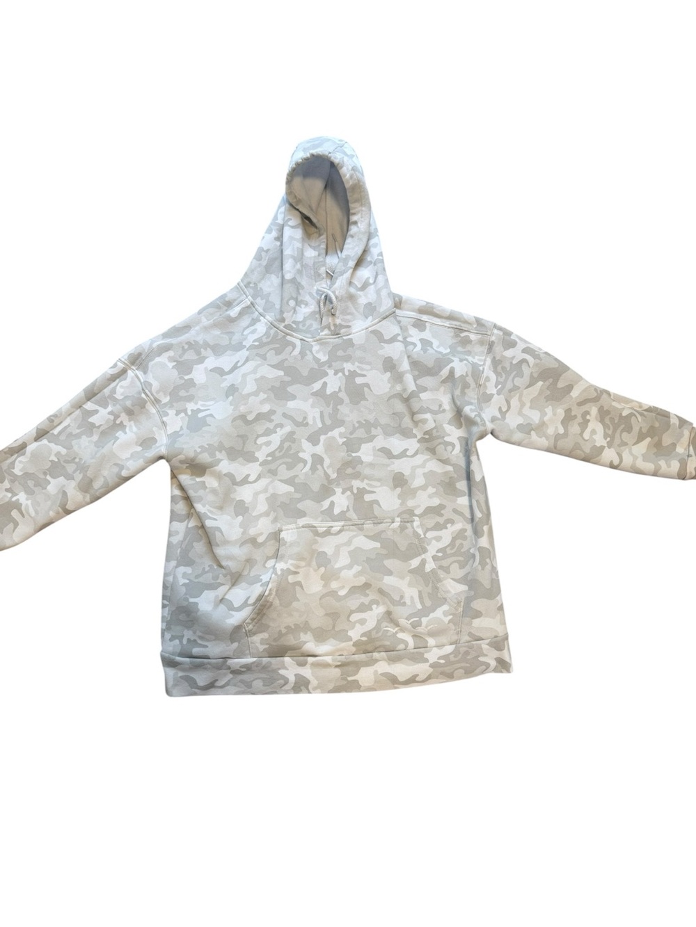Women’s Camo Hoodie Sweatshirt - Light Gray & Cream